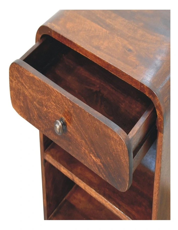 Artisan Furniture Solid Wood Aspen Open Bedside, 1 Drawer & 2 Open Slots, Brown image 5