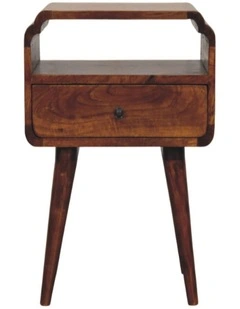 Artisan Furniture Solid Wood Newton Chestnut Nightstand, 1 Drawer & 1 Open Slot, Brown