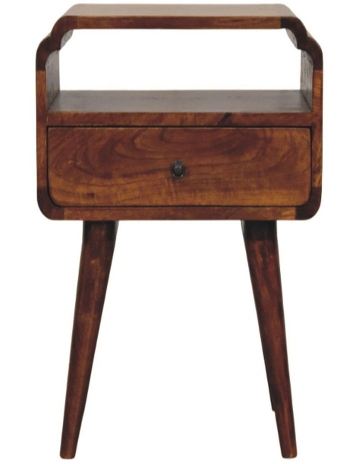 Artisan Furniture Solid Wood Newton Chestnut Nightstand, 1 Drawer & 1 Open Slot, Brown image 1