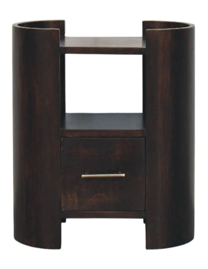 Artisan Furniture Solid Wood Valencia Bedside Table, 1 Drawer & 1 Shelf, Dark Brown image 1