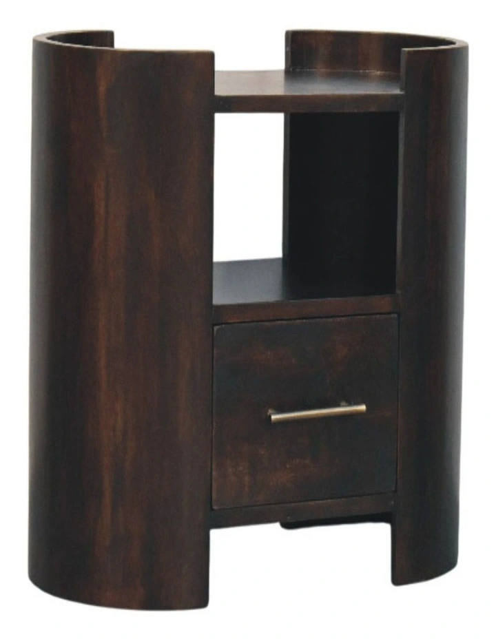 Artisan Furniture Solid Wood Valencia Bedside Table, 1 Drawer & 1 Shelf, Dark Brown image 3