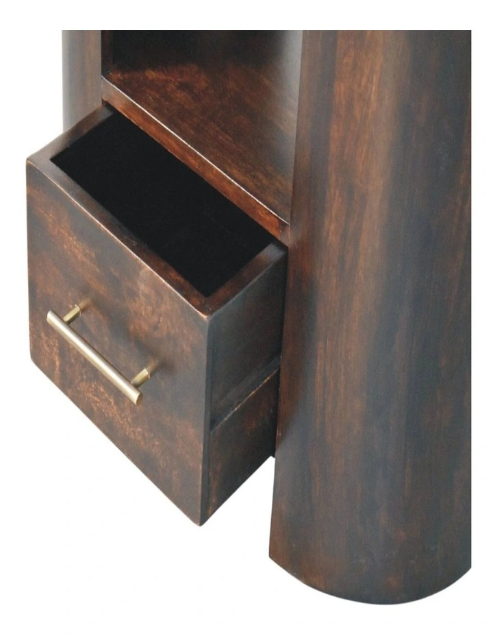 Artisan Furniture Solid Wood Valencia Bedside Table, 1 Drawer & 1 Shelf, Dark Brown image 5