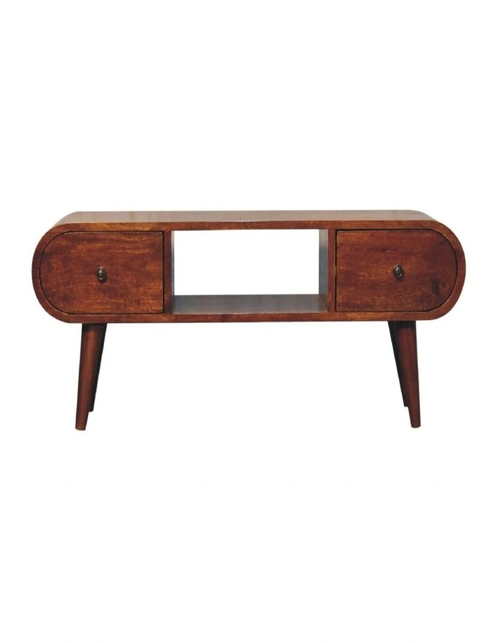 Artisan Furniture Solid Wood Chestnut TV Stand London, 2 Drawers & 1 Open Slot, Brown image 1