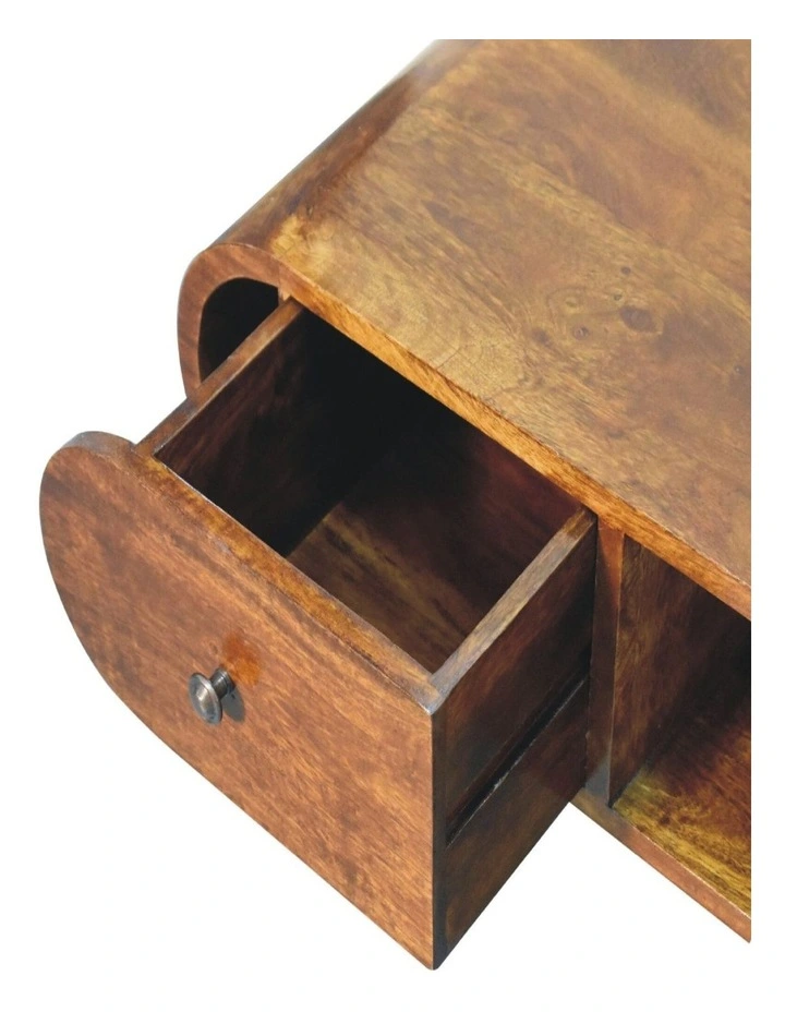 Artisan Furniture Solid Wood Chestnut TV Stand London, 2 Drawers & 1 Open Slot, Brown image 4