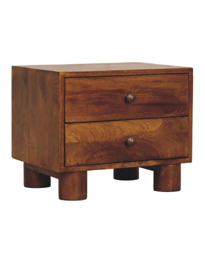 Artisan Furniture Solid Wood Tula 2 Drawer Chestnut Nightstand, Dark Brown image 3