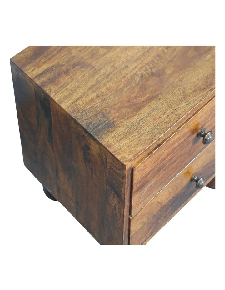 Artisan Furniture Solid Wood Tula 2 Drawer Chestnut Nightstand, Dark Brown image 4