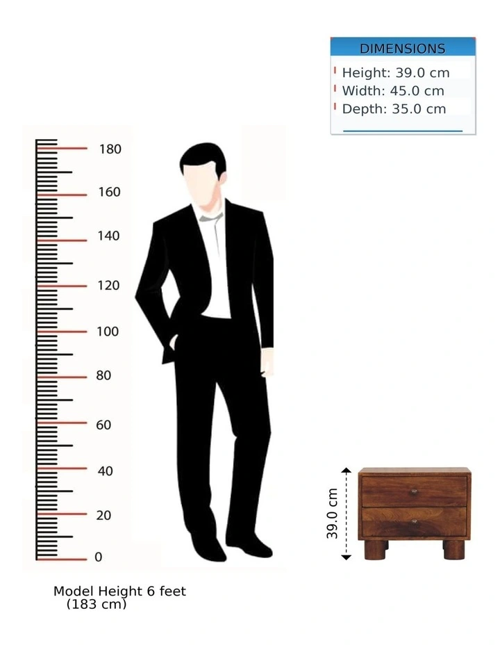 Artisan Furniture Solid Wood Tula 2 Drawer Chestnut Nightstand, Dark Brown image 7