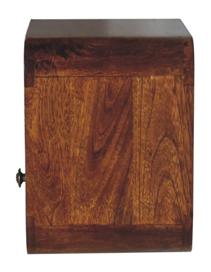 Artisan Furniture Solid Wood Extra Mini Wall Mounted Curved Chestnut Bedside with Open Slot image 6