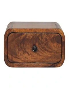 Artisan Furniture Solid Wood Avora Mini Wall-Mounted Chestnut 1 Drawer Nightstand, Brown