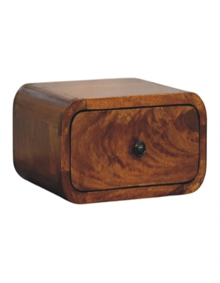 Artisan Furniture Solid Wood Avora Mini Wall-Mounted Chestnut 1 Drawer Nightstand, Brown image 3