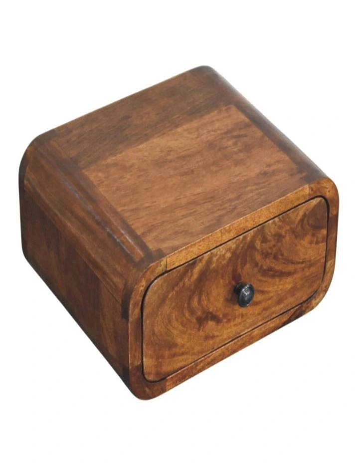 Artisan Furniture Solid Wood Avora Mini Wall-Mounted Chestnut 1 Drawer Nightstand, Brown image 4