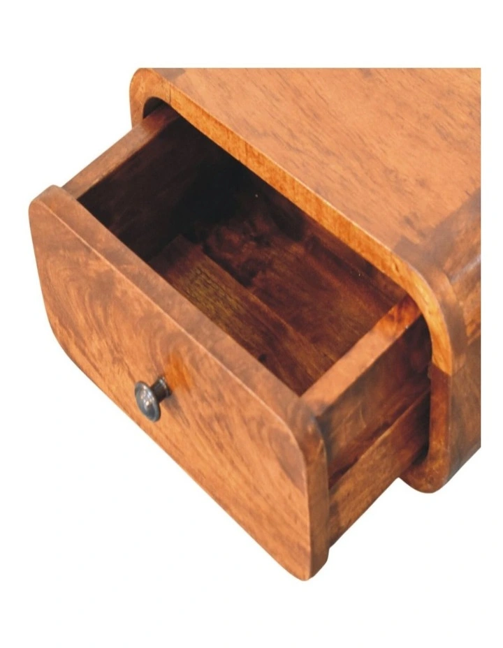 Artisan Furniture Solid Wood Avora Mini Wall-Mounted Chestnut 1 Drawer Nightstand, Brown image 5
