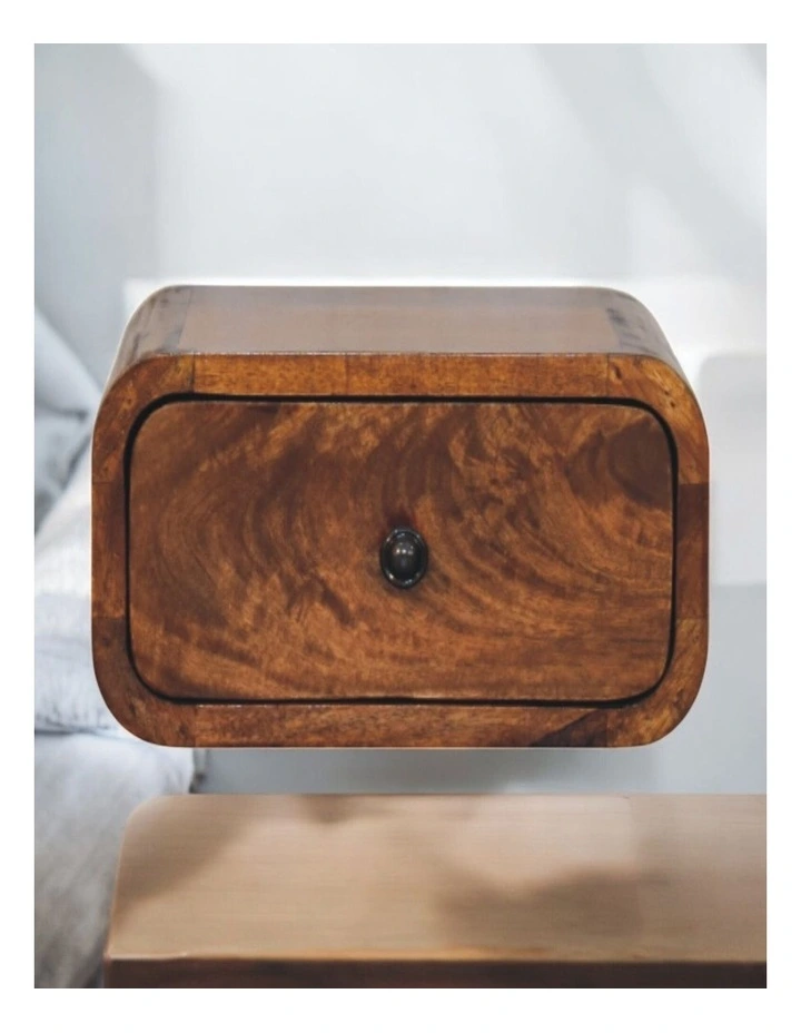 Artisan Furniture Solid Wood Avora Mini Wall-Mounted Chestnut 1 Drawer Nightstand, Brown image 7