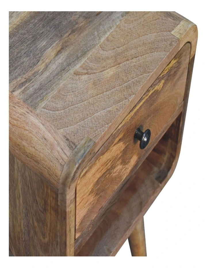 Artisan Furniture Solid Wood Mini Oak-ish Curve Lower Bedside, Beige, 1Drawer image 5