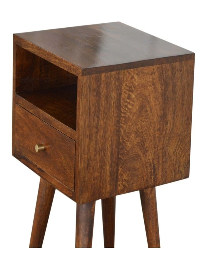 Artisan Furniture Solid Wood Mini Chestnut Bedside,  1 Drawer,  1 Open Slot,  Brown image 4