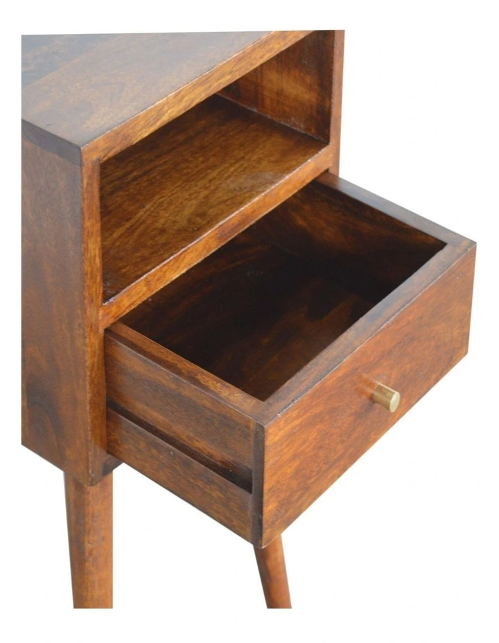 Artisan Furniture Solid Wood Mini Chestnut Bedside,  1 Drawer,  1 Open Slot,  Brown image 5