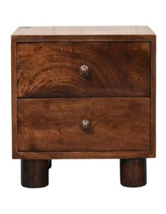 Artisan Furniture Solid Mango Wood California Walnut Two Drawer Bedside, Brown