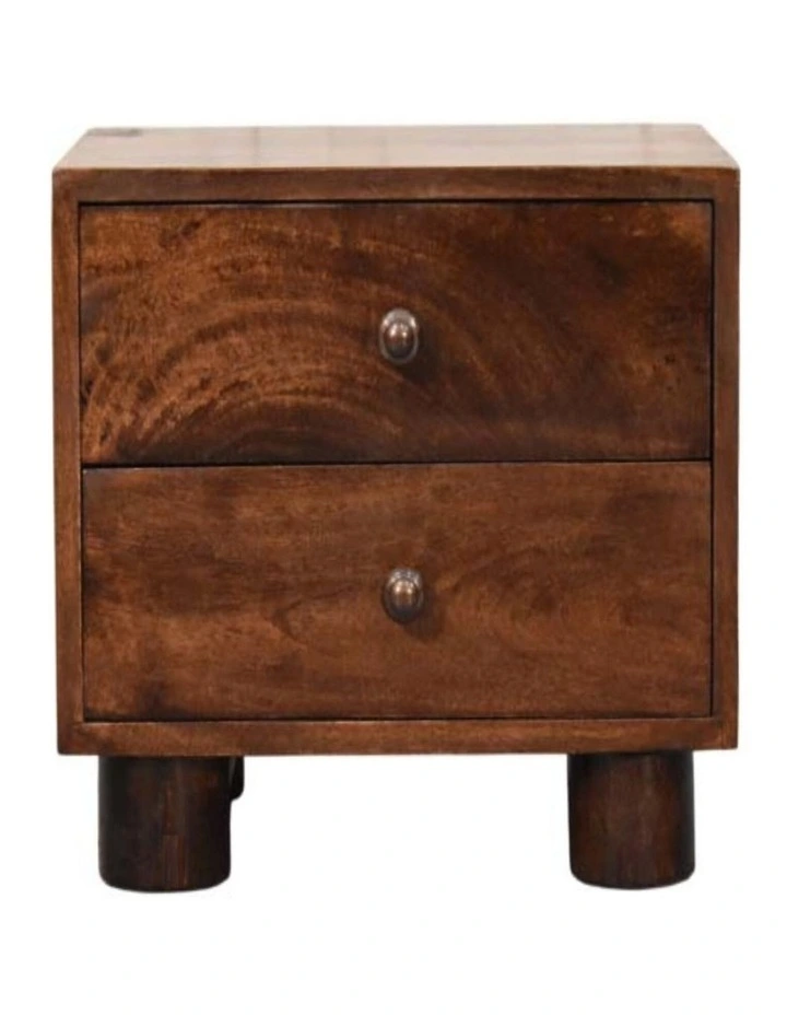 Artisan Furniture Solid Mango Wood California Walnut Two Drawer Bedside, Brown image 1