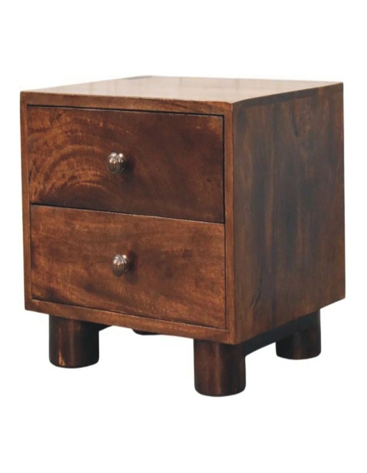 Artisan Furniture Solid Mango Wood California Walnut Two Drawer Bedside, Brown image 3