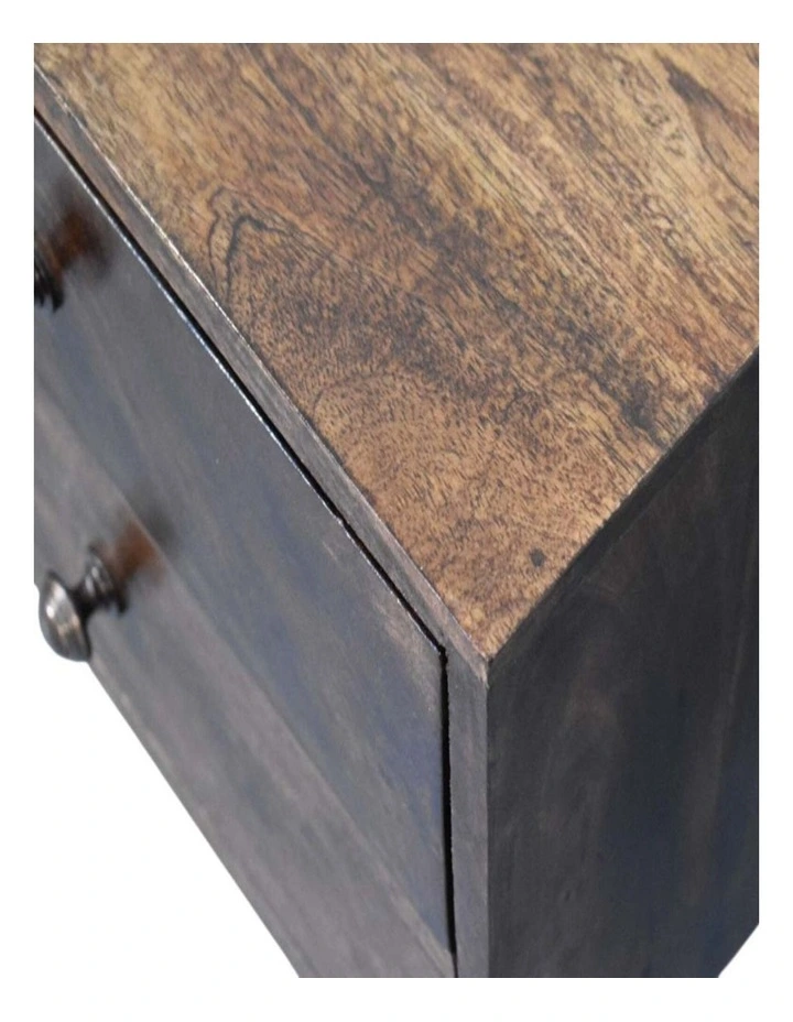 Artisan Furniture Solid Mango Wood California Walnut Two Drawer Bedside, Brown image 4