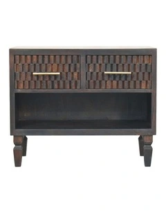 Artisan Furniture Solid Wood Cadiz Carved Shoe Storage Bench, 2 Drawers & 1 Shelf, Brown