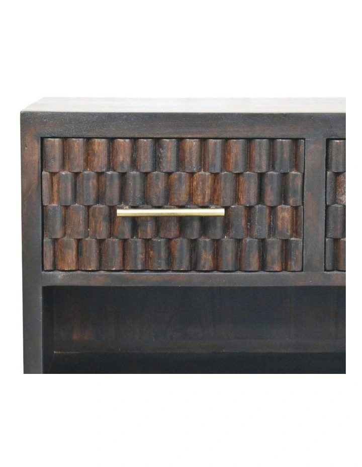 Artisan Furniture Solid Wood Cadiz Carved Shoe Storage Bench, 2 Drawers & 1 Shelf, Brown image 4