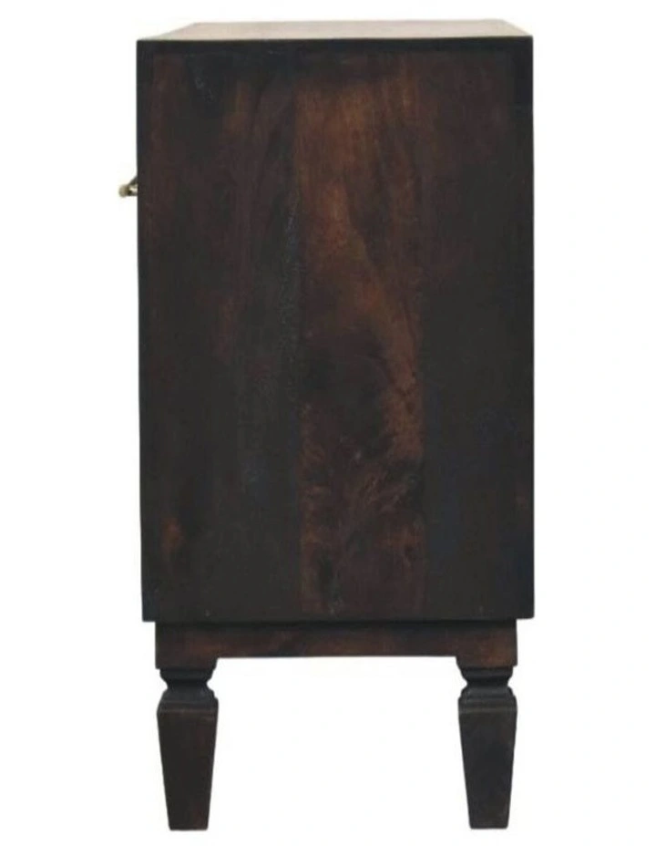 Artisan Furniture Solid Wood Cadiz Carved Shoe Storage Bench, 2 Drawers & 1 Shelf, Brown image 6