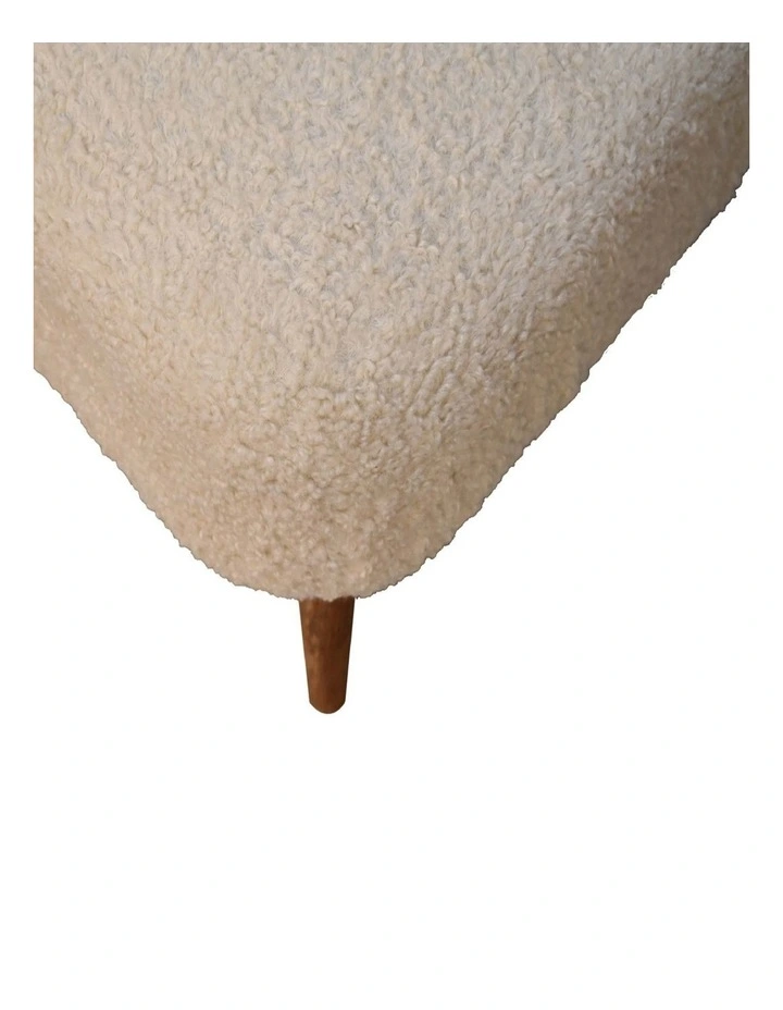 Artisan Furniture Solid Wood Boucle Cream Square Footstool, Upholstered, Brown & Cream image 4