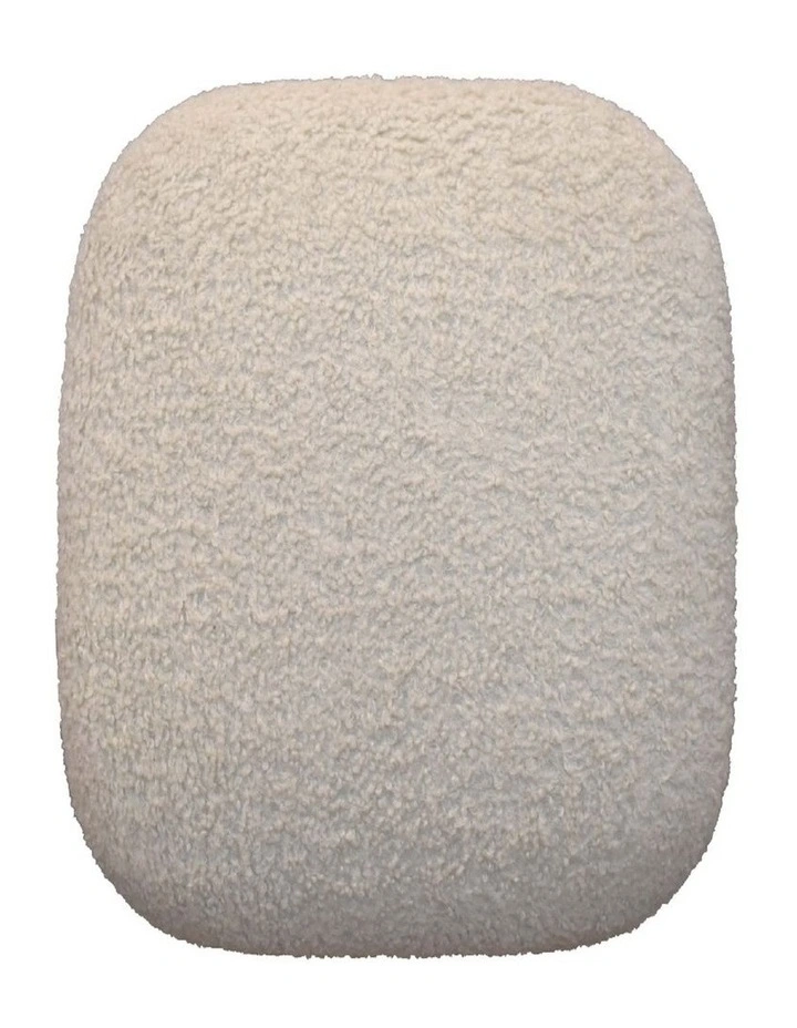 Artisan Furniture Solid Wood Boucle Cream Square Footstool, Upholstered, Brown & Cream image 6