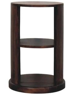 Artisan Furniture Solid Wood Ventura Side Table,  2 Open Slots,  Dark Brown