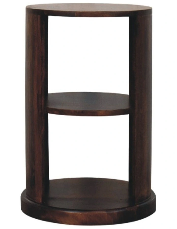 Artisan Furniture Solid Wood Ventura Side Table, 2 Open Slots, Dark Brown image 1
