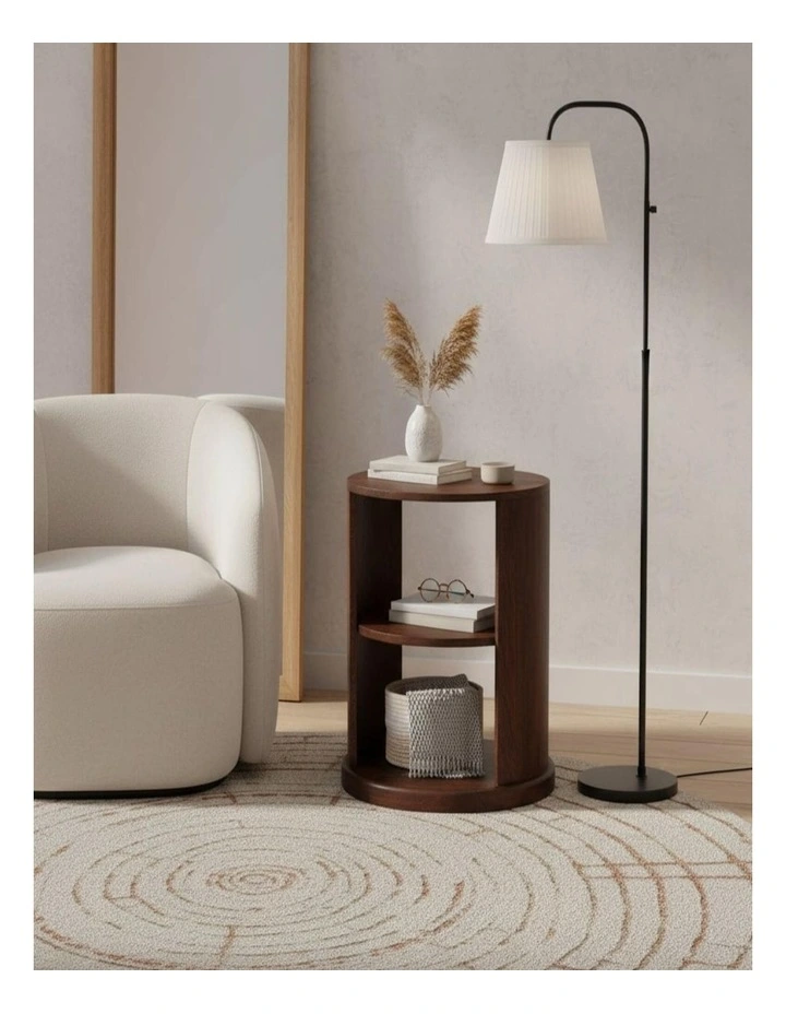 Artisan Furniture Solid Wood Ventura Side Table, 2 Open Slots, Dark Brown image 2