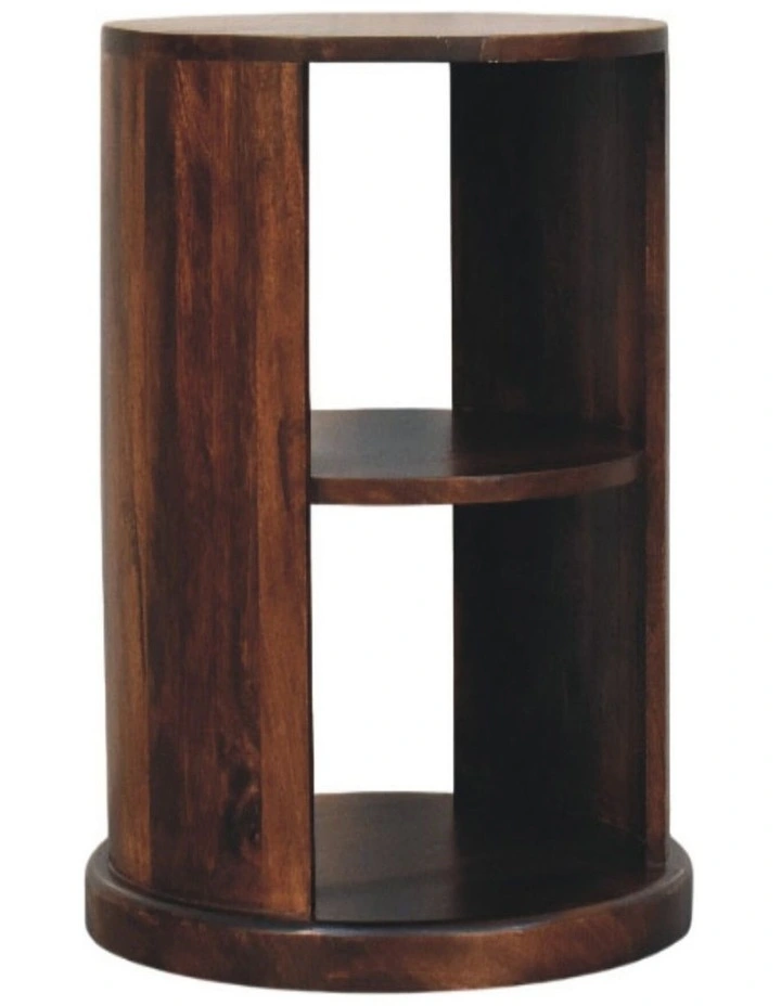 Artisan Furniture Solid Wood Ventura Side Table, 2 Open Slots, Dark Brown image 3