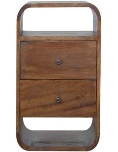 Artisan Furniture Solid Wood Chestnut Curve 2 Drawer Bedside, Brown
