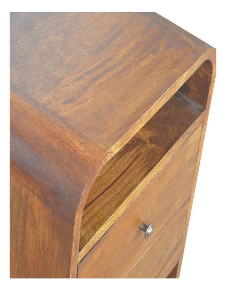 Artisan Furniture Solid Wood Chestnut Curve 2 Drawer Bedside, Brown image 4