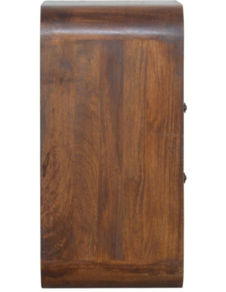 Artisan Furniture Solid Wood Chestnut Curve 2 Drawer Bedside, Brown image 6