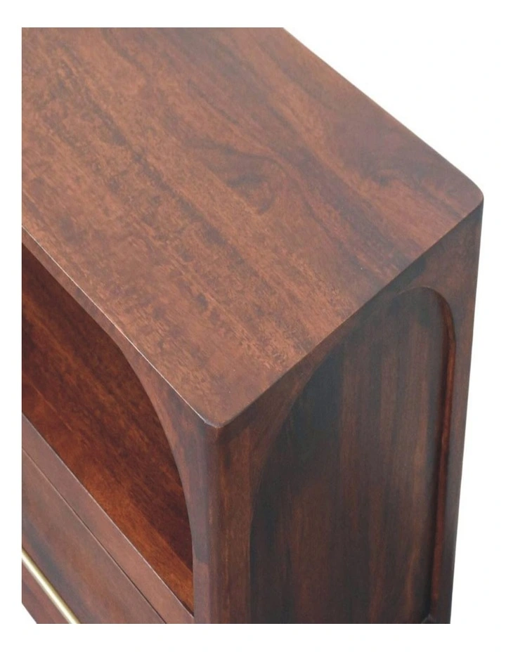 Artisan Furniture Solid Wood Arched Edge 2 Drawer Media Unit, 1 Open Slot, Brown image 4