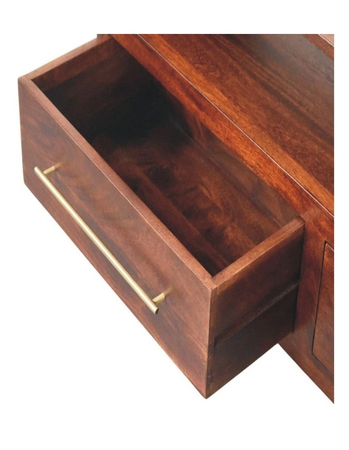 Artisan Furniture Solid Wood Arched Edge 2 Drawer Media Unit, 1 Open Slot, Brown image 5