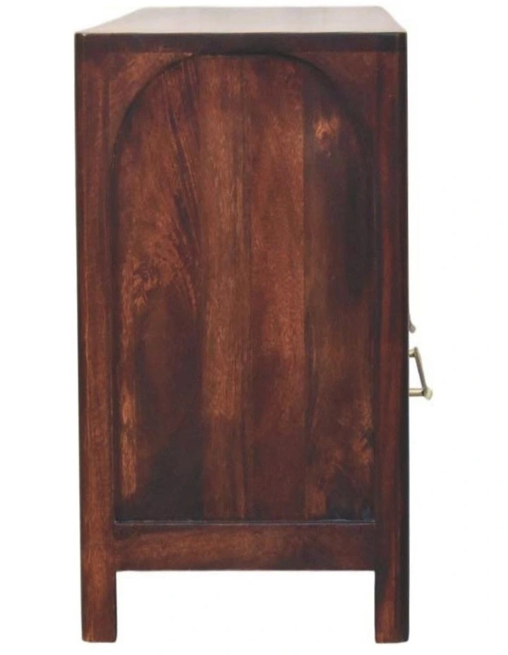 Artisan Furniture Solid Wood Arched Edge 2 Drawer Media Unit, 1 Open Slot, Brown image 6