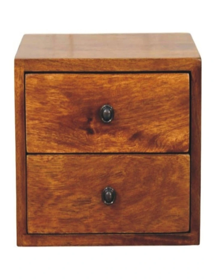 Artisan Furniture Solid Wood Solis 2-Drawer Chestnut Wall Mounted Nightstand, Brown image 1