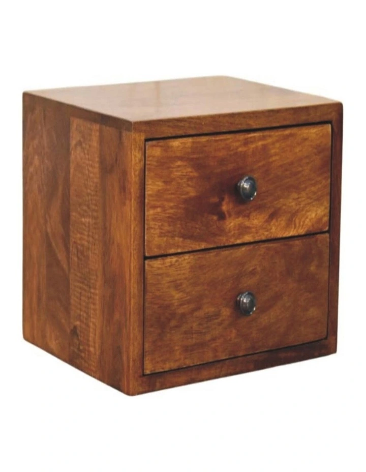 Artisan Furniture Solid Wood Solis 2-Drawer Chestnut Wall Mounted Nightstand, Brown image 3