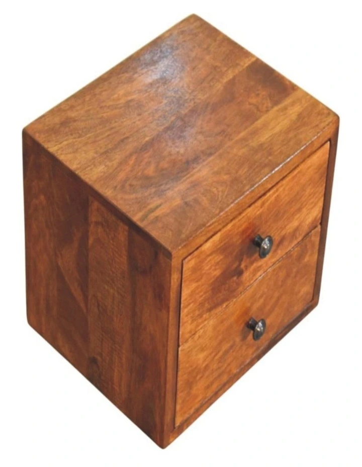 Artisan Furniture Solid Wood Solis 2-Drawer Chestnut Wall Mounted Nightstand, Brown image 4