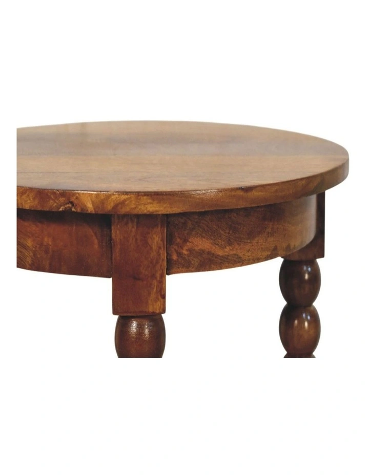 Artisan Furniture Solid Wood Spindle Round Side Table, 1 Open Slot, Brown image 4