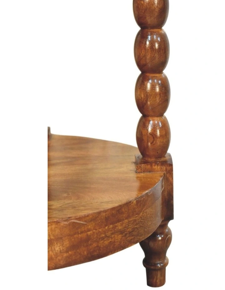 Artisan Furniture Solid Wood Spindle Round Side Table, 1 Open Slot, Brown image 5