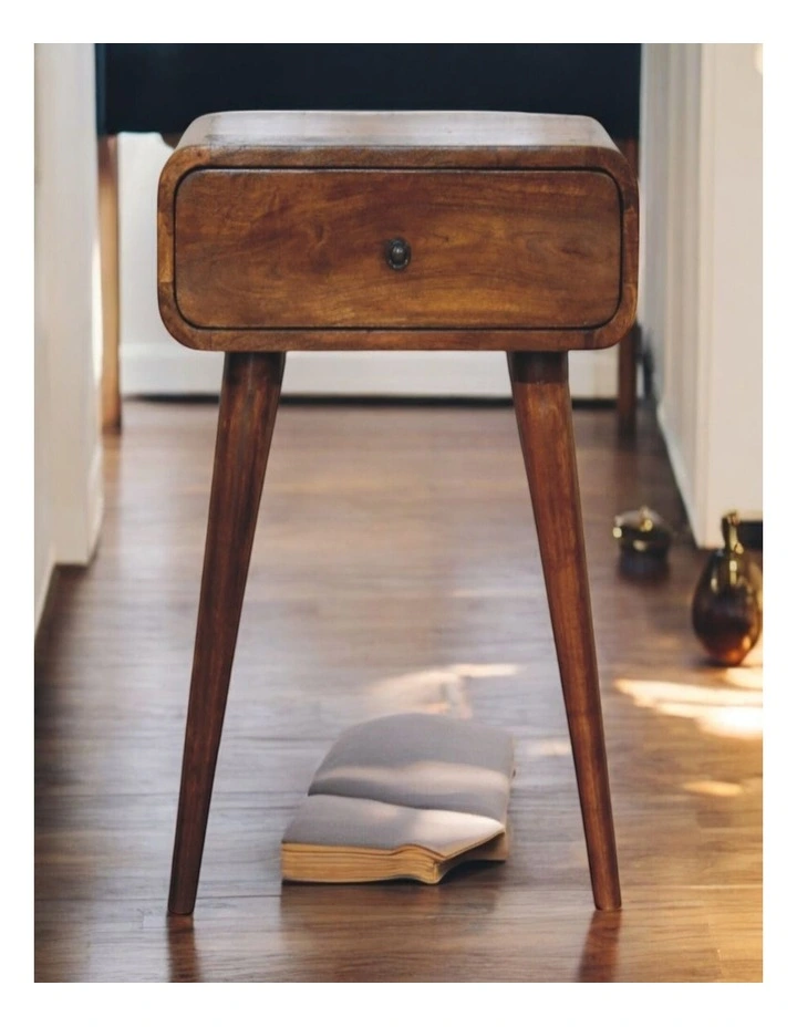 Artisan Furniture Solid Wood Avora Chestnut Nightstand with 1 drawer, Brown image 2