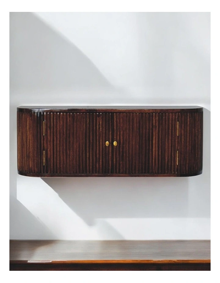 Artisan Furniture Solid Wood Chunky Chestnut Wall Mounted Console, 2 Doors, Brown image 2