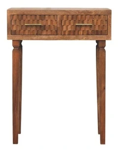 Artisan Furniture Solid Wood Cadiz Carved Twin-Drawer Console,  2 Drawers,  Brown