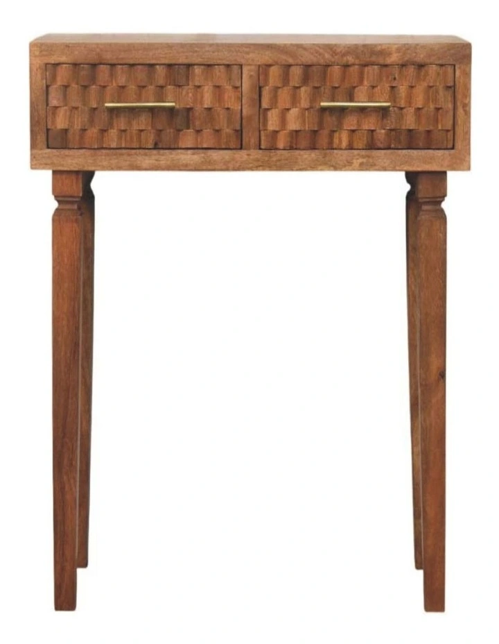 Artisan Furniture Solid Wood Cadiz Carved Twin-Drawer Console, 2 Drawers, Brown image 1