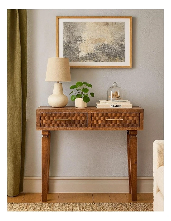 Artisan Furniture Solid Wood Cadiz Carved Twin-Drawer Console, 2 Drawers, Brown image 3