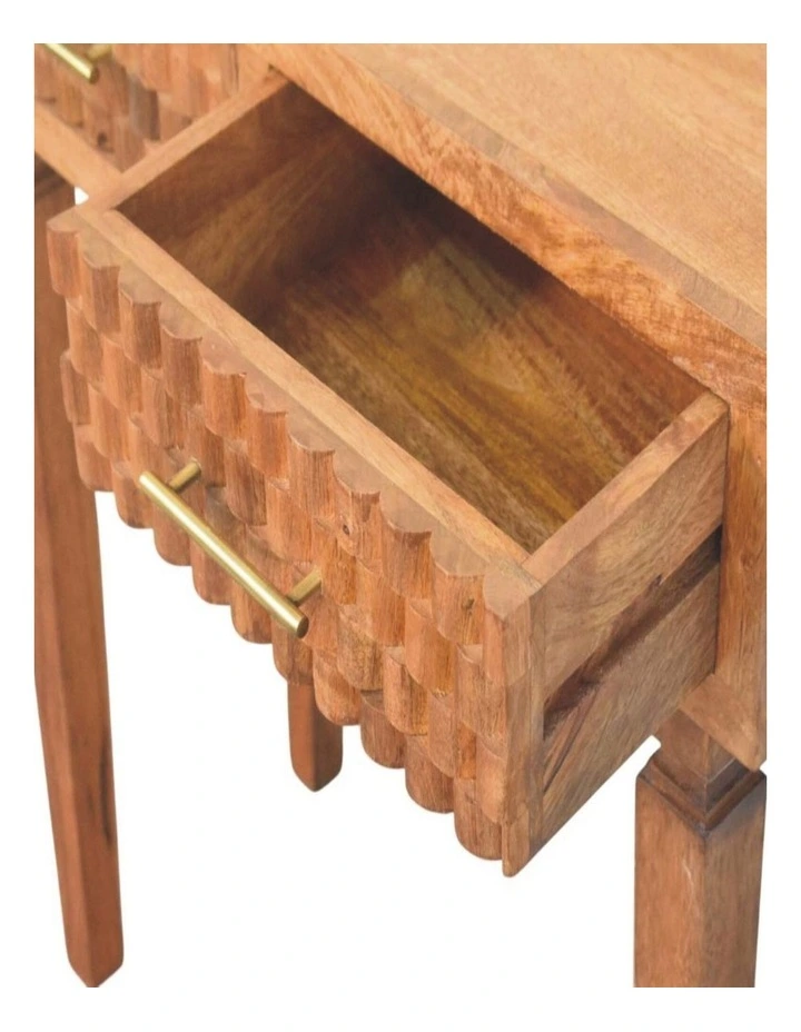 Artisan Furniture Solid Wood Cadiz Carved Twin-Drawer Console, 2 Drawers, Brown image 5